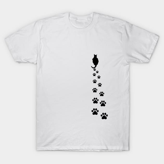 CAT IN POCKET LEFT FOOTPRINTS T-Shirt by ShopColDigital